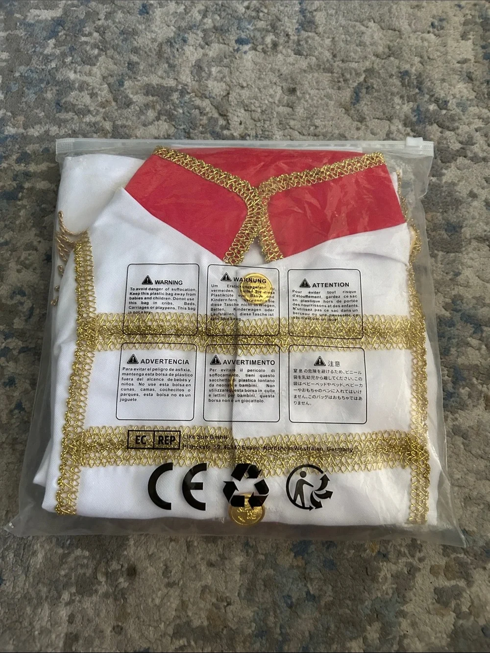 Kids White and Red Prince Charming Costume with Gold Trim